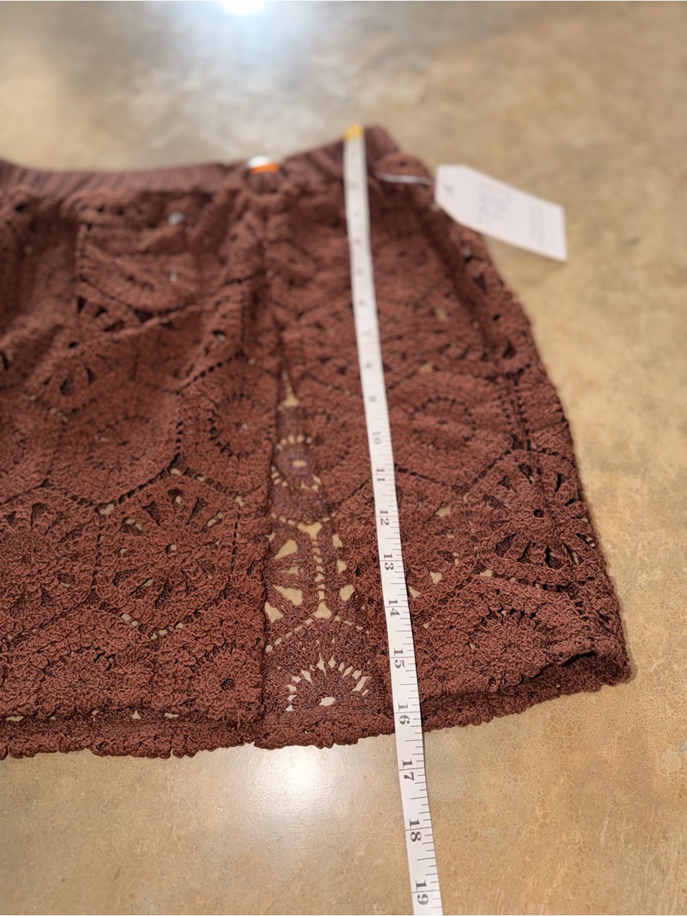 Time and Tru Brown Crochet Swim Cover Up Skirt Side Slit NWT Small - Picture 7 of 9